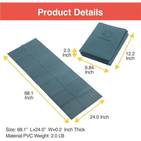 Folding Yoga Travel Pilates Mat Foldable Easy to Carry to Class Beach Park - Picture 6 of 7